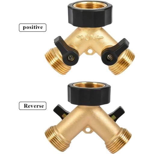 TIMESETL 3/4" Sárgaréz Y Elosztó Csaphoz - Kétutas Vízelosztó Független Szabályozással, Zárható, Kerti Locsoláshoz és Háztartási Használatra