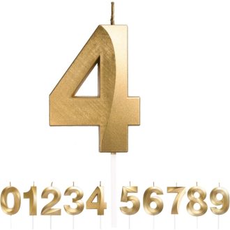   URAQT Arany Csillogó Születésnapi Szám Gyertyák - Füstmentes Tortadísz Születésnapra, Esküvőre, Partikra - 4 db Dekoratív Viaszgyertya