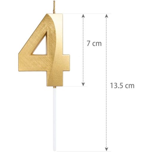 URAQT Zlatne svjetlucave rođendanske svjećice s brojevima - Dekoracija za torte bez dima za rođendane, vjenčanja, zabave - 4 komada ukrasnih voštanih svijeća