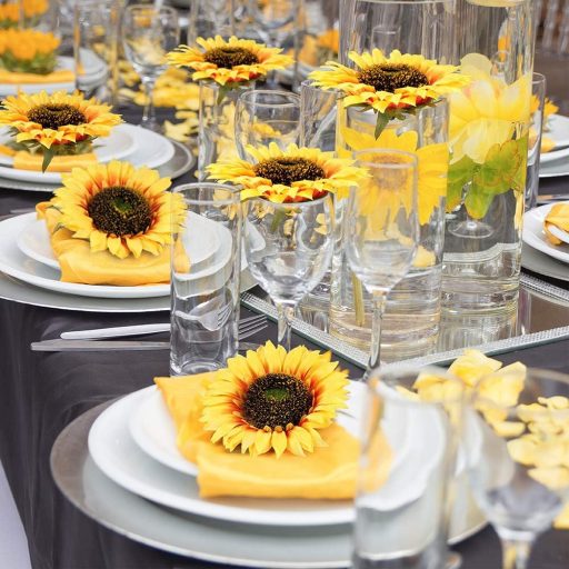 Mocoosy 16 db Nagyméretű Napraforgó Selyem Virágfej, 5,5 Inch Mesterséges Dekoráció