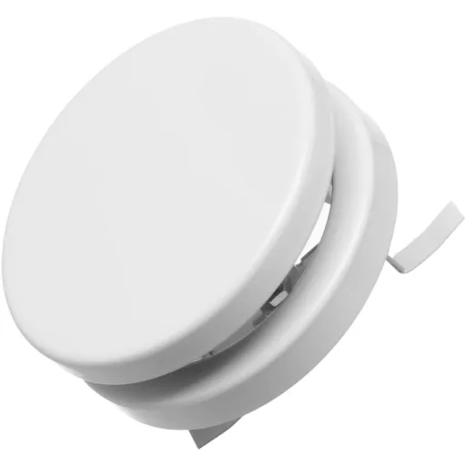 Grilă de ventilație EUROPLAST 80mm Albă, din Oțel, Difuzor de Tavan, Supapă Disc Circulară cu Racord de Tubulatură