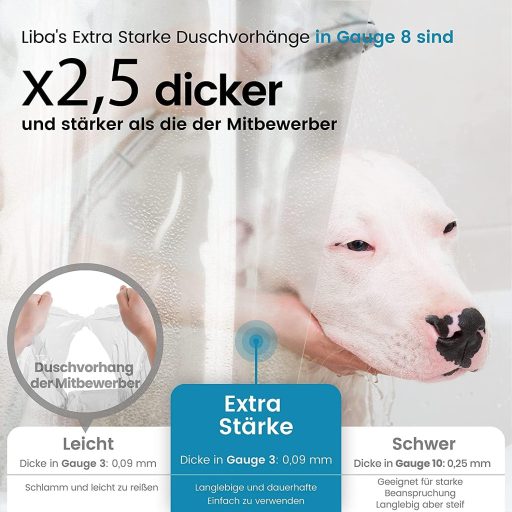LiBa PEVA Zuhanyfüggöny Alátét, Fehér, 183 x 183 cm, Vízálló, Penészálló, Antimikrobiális, Tartós Fürdőszobai Védőfüggöny