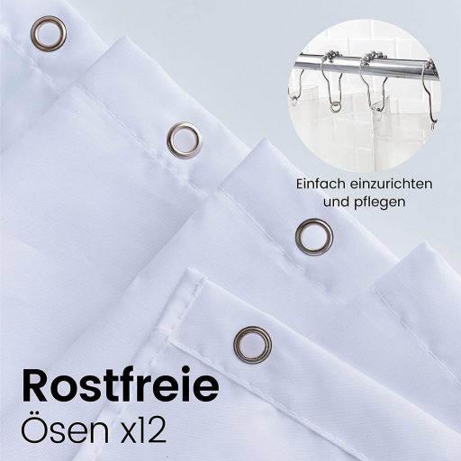 Căptușeală perdea de duș LiBa PEVA, Albă, 183 x 183 cm, Impermeabilă, Rezistentă la mucegai, Antimicrobiană, Perdea de protecție durabilă pentru baie