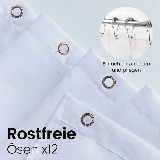 Căptușeală perdea de duș LiBa PEVA, Albă, 183 x 183 cm, Impermeabilă, Rezistentă la mucegai, Antimicrobiană, Perdea de protecție durabilă pentru baie