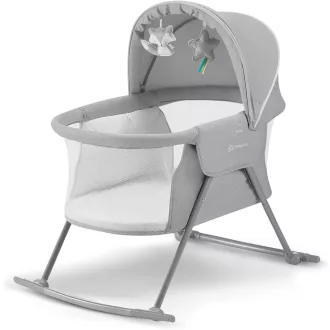   Kinderkraft LOVI összecsukható utazó kiságy baldachinos matracával 0-9 kg szürke - Gray, Single