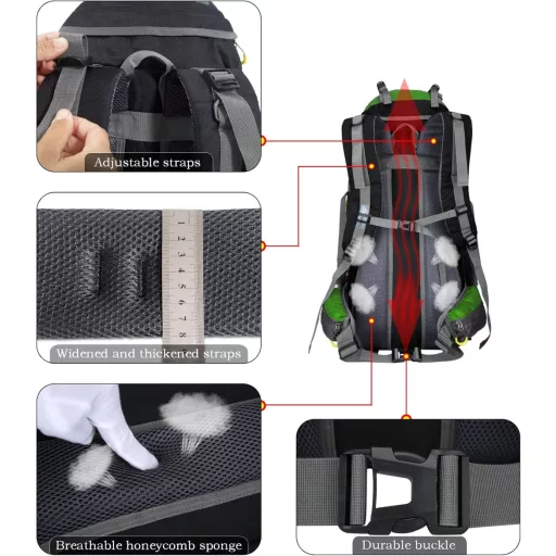 Doshwin 70L Trekking Hátizsák Férfiaknak és Nőknek Camping Utazáshoz