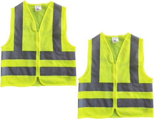 Vestă reflectorizantă pentru copii, galbenă, cu fermoar, pentru vizibilitate sporită, 5-12 ani (M)