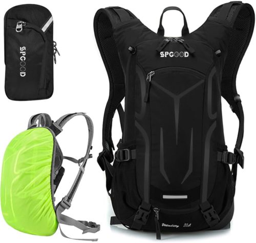 SPGOOD Kerékpáros Hátizsák 25L- Vízálló, Ultrakönnyű, Unisex Túrazsák Esővédővel és Sisakrögzítővel - MTB Hegyi Biciklis Táska