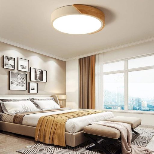 Plafonieră LED tricoloră rotundă minifair, 60 cm, Albă, cu telecomandă pentru reglarea intensității luminoase, 3200 lumeni, 24W, Design modern