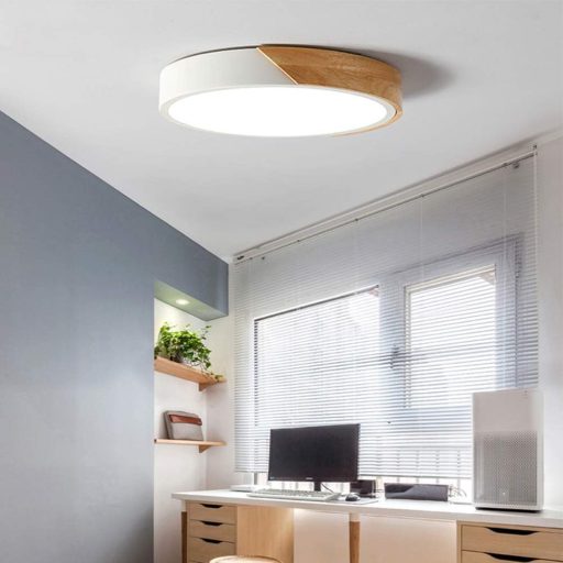 Plafonieră LED tricoloră rotundă minifair, 60 cm, Albă, cu telecomandă pentru reglarea intensității luminoase, 3200 lumeni, 24W, Design modern