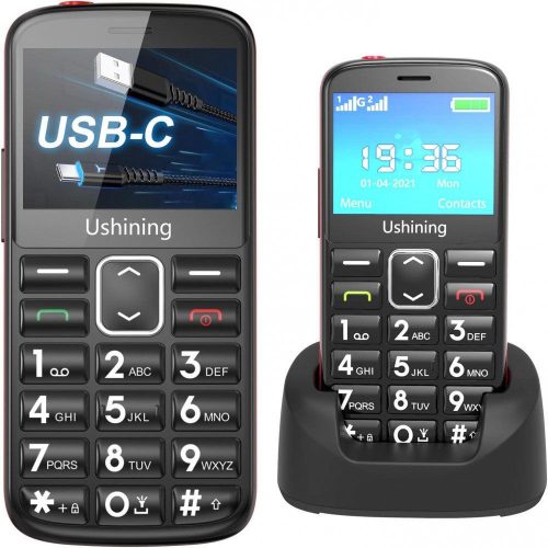 Ukuu F200 pentru Seniori - Telefon Mobil cu Butoane Mari, Negru, Dual SIM