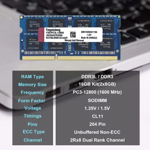 Yongxinsheng DDR3 16GB (2x8GB) Laptop RAM 1600MHz SODIMM Memória Kék