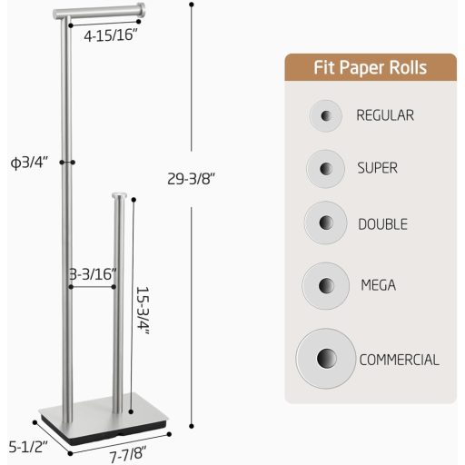 KES rozsdamentes acélból készült álló WC papír tartó tartalék funkcióval