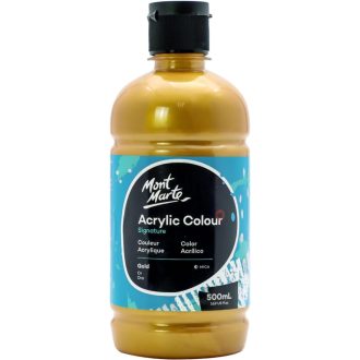   Mont Marte Akrilna Boja Zlatna 500ml - Sjajna, Trajna Boja za Slikanje