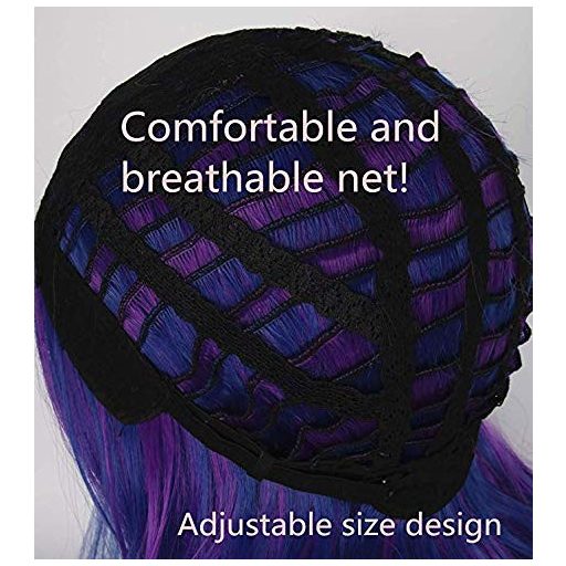 Topcosplay Plava-Ljubičasta Perika za Odrasle - Otporna na Toplinu, Kovrčava Sintetička Kosa za Maškare, Noć vještica, Kostime, 38 cm, Podesiva Veličina