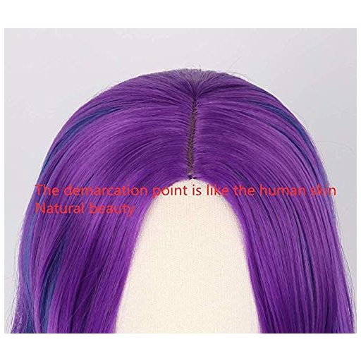 Topcosplay Plava-Ljubičasta Perika za Odrasle - Otporna na Toplinu, Kovrčava Sintetička Kosa za Maškare, Noć vještica, Kostime, 38 cm, Podesiva Veličina