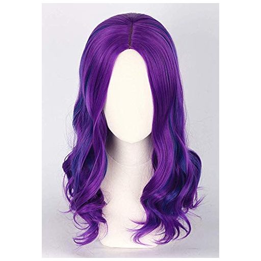 Topcosplay Kék-Lila Paróka Felnőtteknek - Hőálló, Göndör Műhaj Farsangra, Halloweenre, Jelmezekhez, 38 cm, Állítható Méret