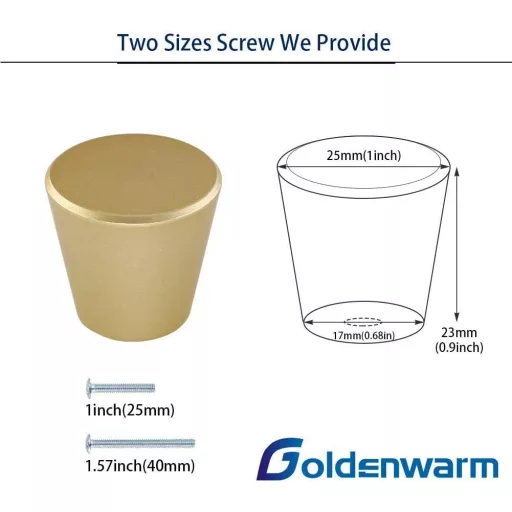 goldenwarm 10 db Arany Bútor Gomb - Alumínium Fiók Fogantyú Szekrényhez, Komódhoz, Vintage Kúp Alakú Dizájn, 25mm Átmérő