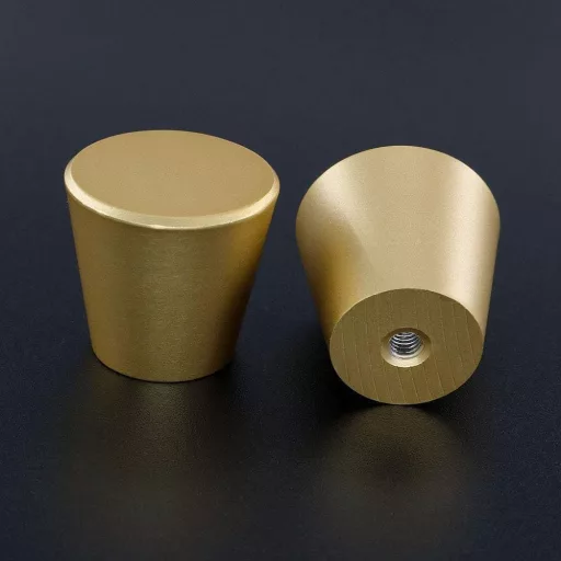 goldenwarm 10 buc. Butoni Mobilă Aurii - Mânere Sertar Aluminiu pentru Dulap, Comodă, Design Vintage Conic, Diametru 25mm