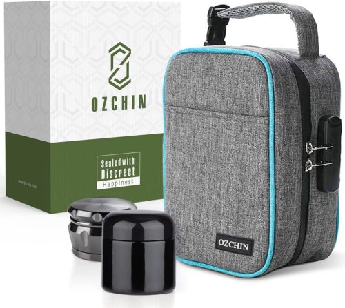 Taška so zámkom na kód OZCHIN, pohlcujúca pachy - cestovná taška s aktívnym uhlím z nepremokavého materiálu, s vyberateľnými priehradkami, 23x16x12 cm, sivá