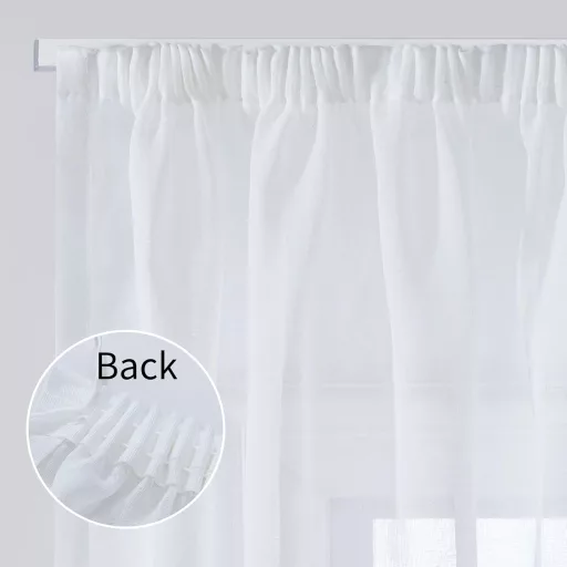 Deconovo Perdele Voile Albe cu Inele, 229x140 cm, 2 bucăți, Efect In