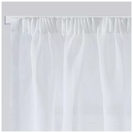 Deconovo Voile Függöny Szalagos Fehér 229x140 cm 2 db Lenvászon Hatás