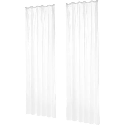 Deconovo Perdele Voile Albe cu Inele, 229x140 cm, 2 bucăți, Efect In