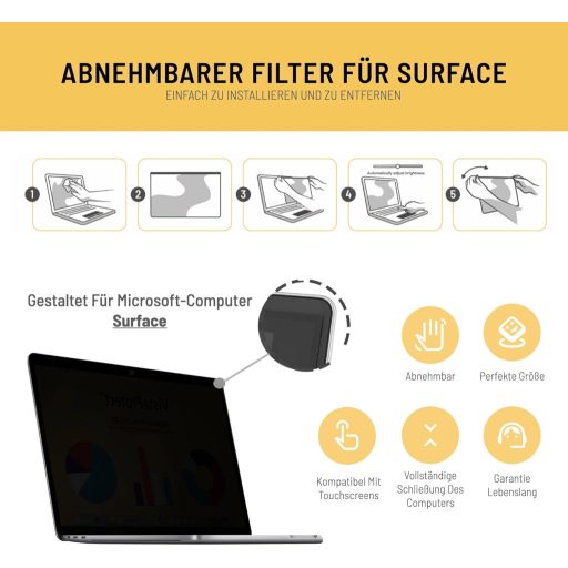 VistaProtect Premium Adatvédelmi Szűrő Microsoft Surface Laptop 3/4/5 13,5" - Kék Fény Szűrő