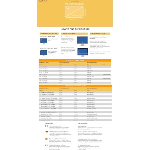 Filtru de confidențialitate VistaProtect Premium pentru Microsoft Surface Laptop 3/4/5 13,5" - Filtru lumină albastră