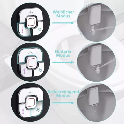 SAMODRA Bidé Feltét WC-hez, Nem Elektromos Dupla Fúvókás Öntisztuló Bidé Állítható Nyomással, Fekete Matt