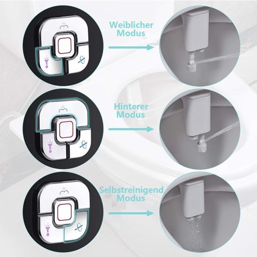 Bidetová sprcha SAMODRA na WC, neelektrická s dvojitou tryskou, samočistiaca bidetová armatúra s nastaviteľným tlakom, čierna matná