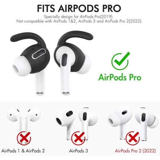 AhaStyle 3 pár AirPods Pro fülhorgok fekete + tárolózsák Apple kompatibilis