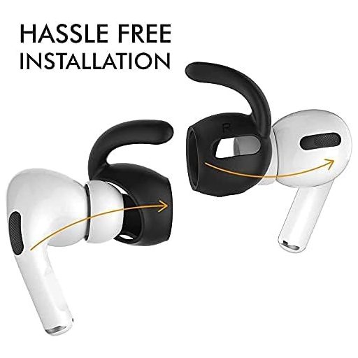 AhaStyle 3 páry háčikov na AirPods Pro čierne + úložné vrecko kompatibilné s Apple