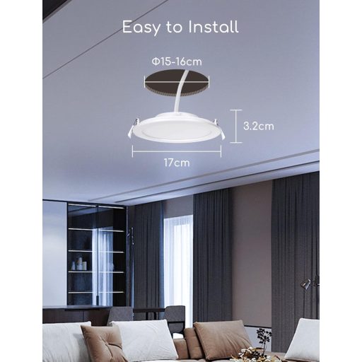 Aigostar 12W LED beépíthető spotlámpa 820lm dimmelhető meleg-hideg fehér 3000-6500K