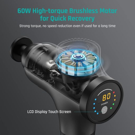 Mebak 3 Masszázspisztoly - Hordozható Izommasszírozó 7 Fejjel, 5 Sebességgel, Csendes Motorral Nyak, Hát és Test Mély Szöveti Kezelésére