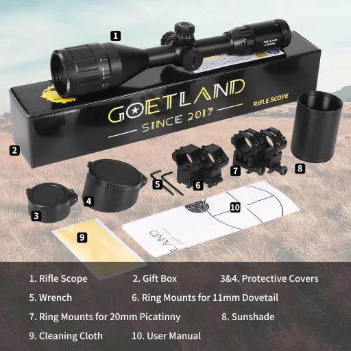 Goetland 3-9x50 Lunetă Pușcă Reticul Mil Dot Vânătoare Tactică Airsoft