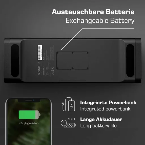 DOCKIN D FINE+ 2 Bluetooth Hangszóró, 50W, IPX5 Vízálló, 16 Órás Üzemidő, Powerbank Funkcióval, 3 DSP Hangszínszabályzóval, Fekete
