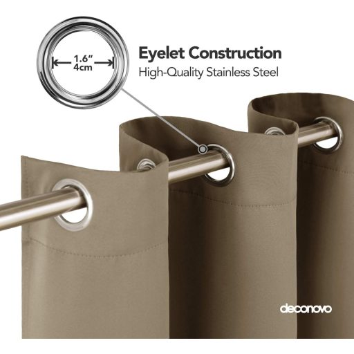 Deconovo Sötétítő Függöny Fülekkel, Hőszigetelő Taupe 214x132cm