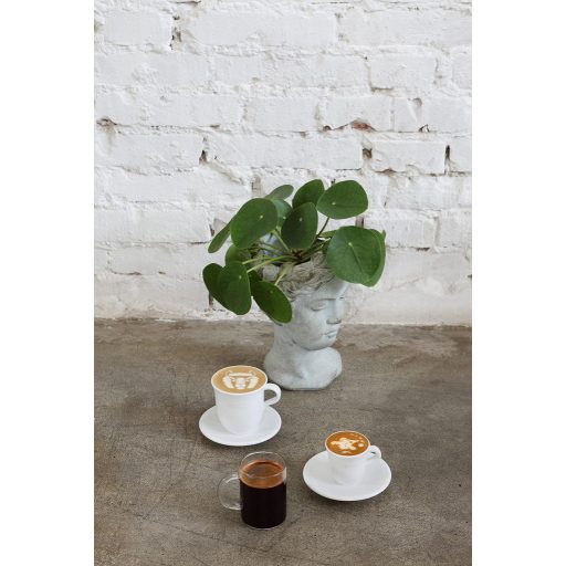 De'Longhi DLSC308 Porcelain Espresso Cups Set - 2 Handmade Ceramic Cups with Saucers, Microwave & Dishwasher Safe, 70 ml, White