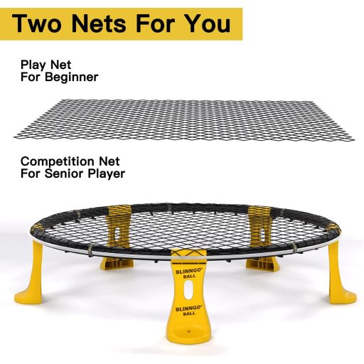 Mookis Blinngoball Kültéri Csapatjáték Szett - Hálóval, 3 Labdával, Táskával, LED Világítással - Esti Játékhoz, Családi Szórakozáshoz