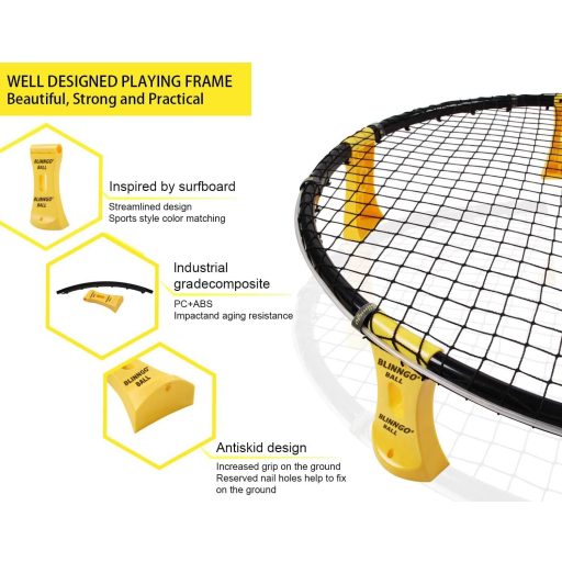 Mookis Blinngoball Kültéri Csapatjáték Szett - Hálóval, 3 Labdával, Táskával, LED Világítással - Esti Játékhoz, Családi Szórakozáshoz
