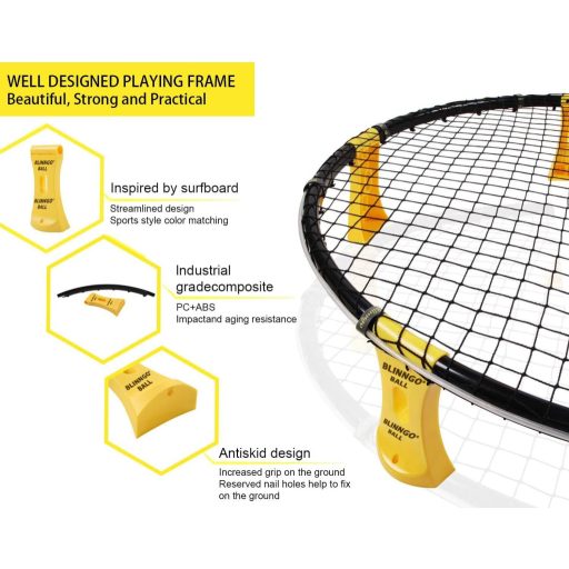 Set joc de echipă de exterior Mookis Blinngoball - Cu plasă, 3 mingi, geantă, iluminare LED - Pentru jocuri de seară, distracție în familie