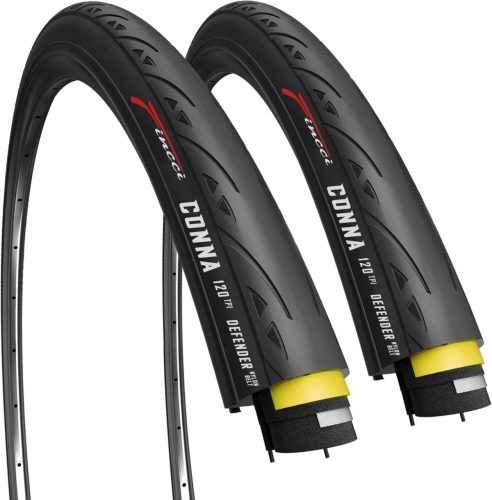 Set anvelope pliabile Fincci 700x25c pentru biciclete de șosea - 28", cu protecție la pană, 120 TPI, set anvelope pentru curse, gravel, e-bike și biciclete de turism