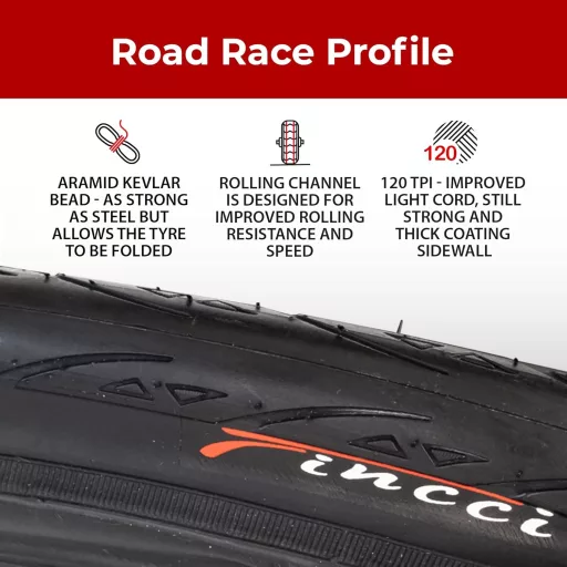 Set anvelope pliabile Fincci 700x25c pentru biciclete de șosea - 28", cu protecție la pană, 120 TPI, set anvelope pentru curse, gravel, e-bike și biciclete de turism