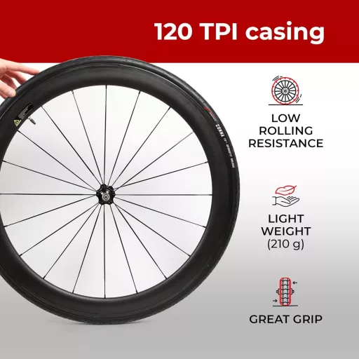 Fincci Összehajtható Országúti Kerékpár Gumi 700x25c - 28" Defektvédelemmel, 120 TPI, Verseny, Gravel, E-Bike és Túrakerékpár Abroncs Szett