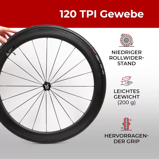 Fincci Összehajtható Országúti Kerékpár Gumi 700x25c - 28" Defektvédelemmel, 120 TPI, Verseny, Gravel, E-Bike és Túrakerékpár Abroncs Szett