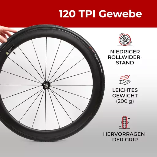 Set anvelope pliabile Fincci 700x25c pentru biciclete de șosea - 28", cu protecție la pană, 120 TPI, set anvelope pentru curse, gravel, e-bike și biciclete de turism