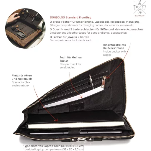 Husă de piele Donbolso London pentru notes, bărbați și femei