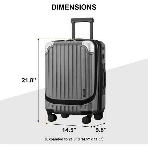 LEVEL8 55 cm-es bővíthető kabinbőrönd TSA-zárral, könnyű ABS+PC keményfalú bőrönd 4 bolygókerékkel