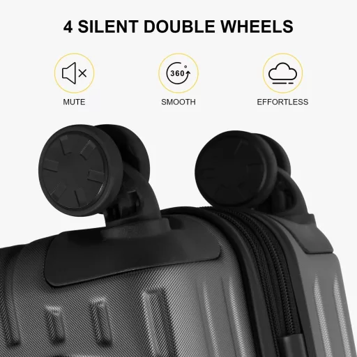 Troler Cabină Expandabil LEVEL8 de 55 cm cu Blocare TSA, Geantă de Voiaj Rigidă și Ușoară din ABS+PC cu 4 Roți Pivotante